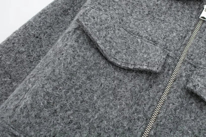 Wool Jackets- Cropped Wool Jacket Flapper Utility Outerwear- - IndioGear.com