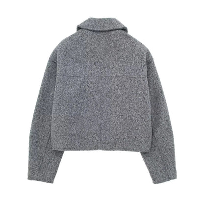 Wool Jackets- Cropped Wool Jacket Flapper Utility Outerwear- - IndioGear.com