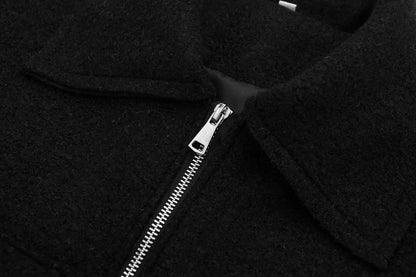 Wool Jackets- Cropped Wool Jacket Flapper Utility Outerwear- - IndioGear.com