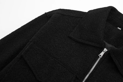 Wool Jackets- Cropped Wool Jacket Flapper Utility Outerwear- - IndioGear.com