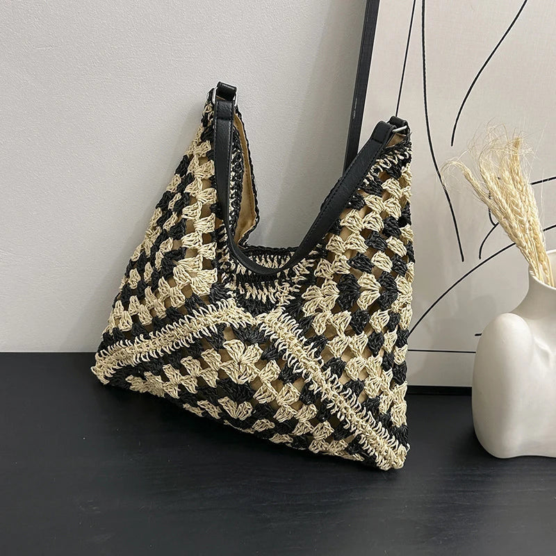 Woven Straw Handbags- Chic Boho Straw Weave Tote- - IndioGear Women Clothing