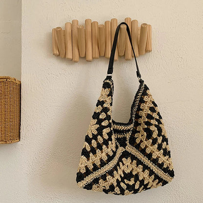 Woven Straw Handbags- Chic Boho Straw Weave Tote- - IndioGear Women Clothing