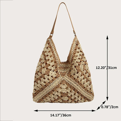 Woven Straw Handbags- Chic Boho Straw Weave Tote- - IndioGear Women Clothing