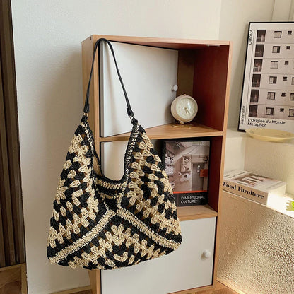 Woven Straw Handbags- Chic Boho Straw Weave Tote- - IndioGear Women Clothing