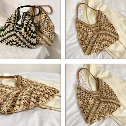 Woven Straw Handbags- Chic Boho Straw Weave Tote- - IndioGear Women Clothing