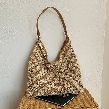 Woven Straw Handbags- Chic Boho Straw Weave Tote- - IndioGear Women Clothing