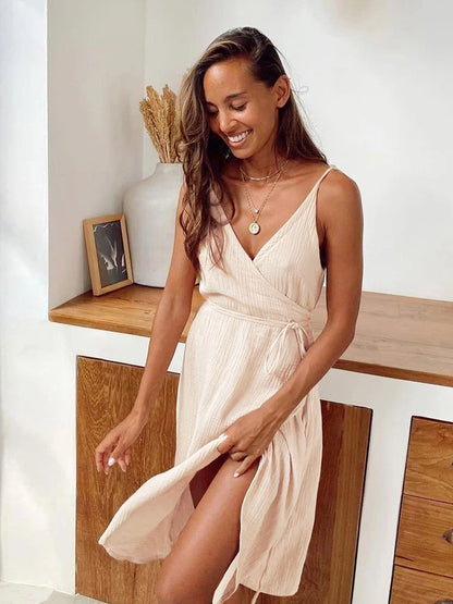 Wrap Dresses- Summer Cotton Wrap Dress for Beach and Brunch- - IndioGear.com