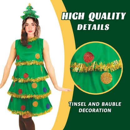 Xmas Costumes- Festive Christmas Tree Party Dress Costume with Accessories- - IndioGear Women Clothing