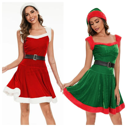 Xmas Costumes- Women's Festive Costume Santa Claus Party Dress- - IndioGear Women Clothing