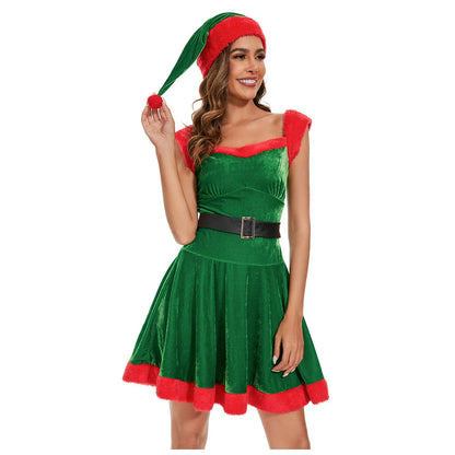 Xmas Costumes- Women's Festive Costume Santa Claus Party Dress- - IndioGear Women Clothing