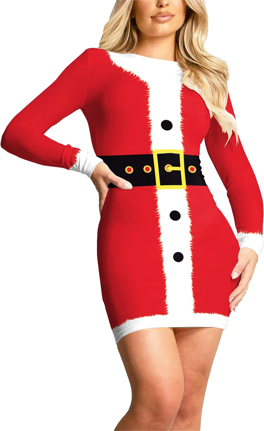 Xmas Dresses- Christmas Snowman & Santa Festive Costume Dresses- Red- IndioGear Women Clothing