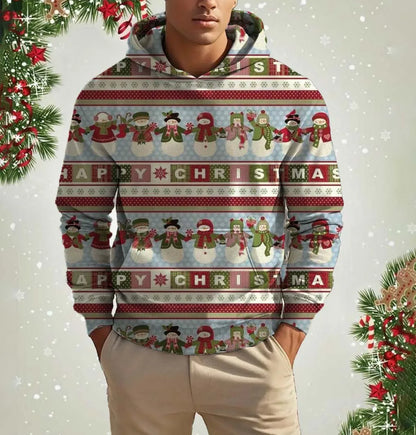 Xmas Dresses- Men's Festive Santa Hoodie for Holiday Christmas Sweatshirts- Pattern1- IndioGear Women Clothing