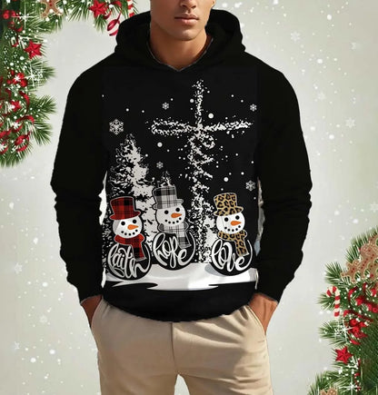 Xmas Dresses- Men's Festive Santa Hoodie for Holiday Christmas Sweatshirts- Pattern5- IndioGear Women Clothing