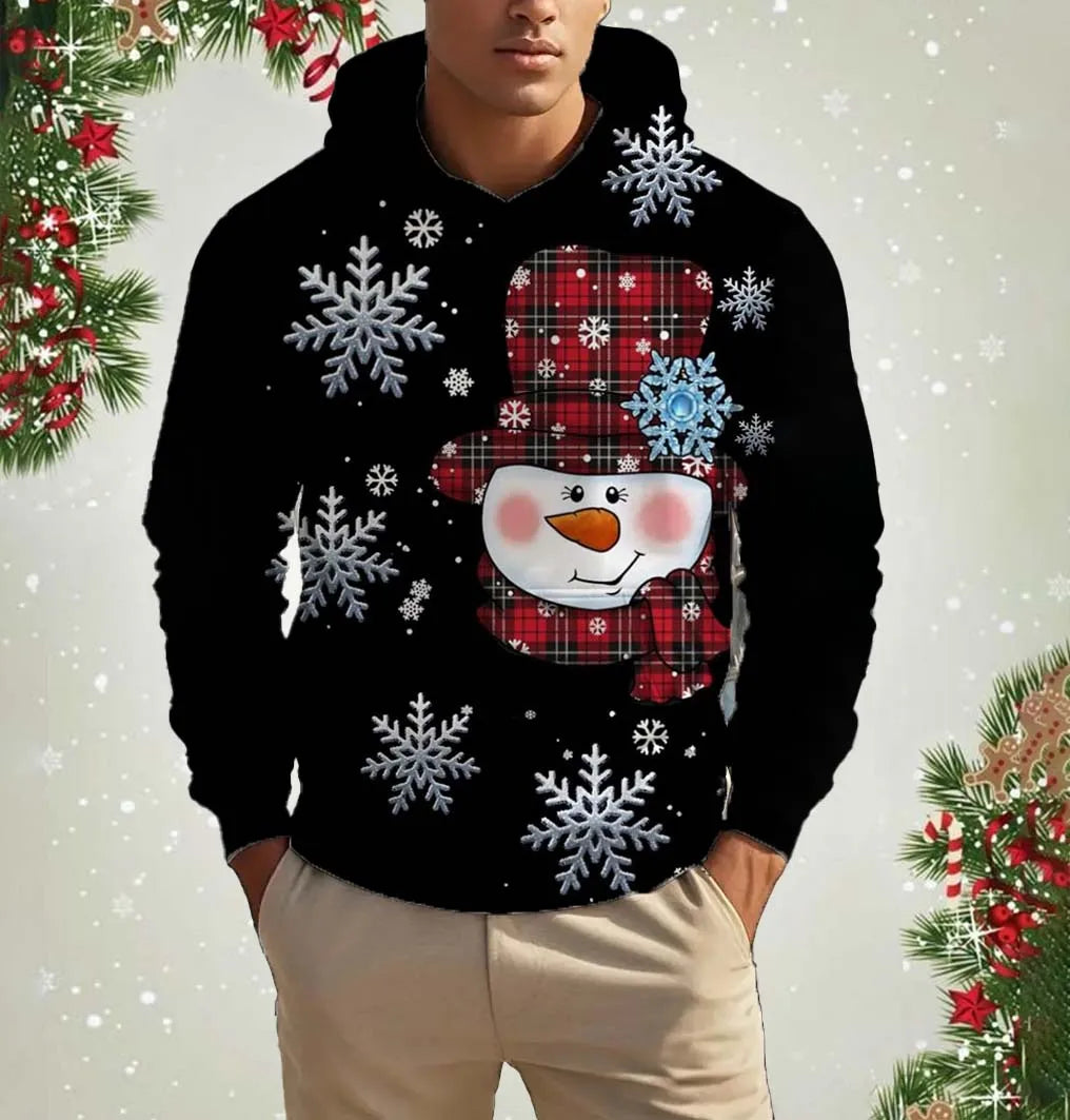 Xmas Dresses- Men's Festive Santa Hoodie for Holiday Christmas Sweatshirts- Pattern3- IndioGear Women Clothing