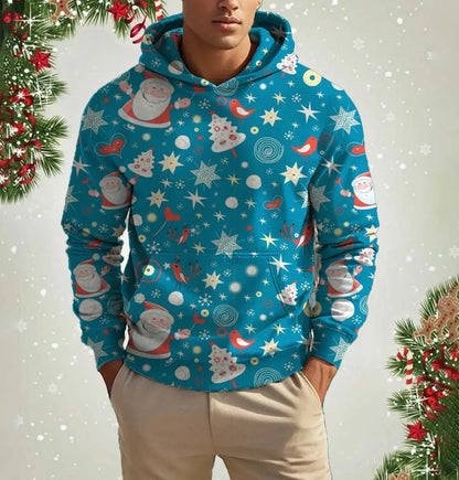 Xmas Dresses- Men's Festive Santa Hoodie for Holiday Christmas Sweatshirts- Pattern10- IndioGear Women Clothing