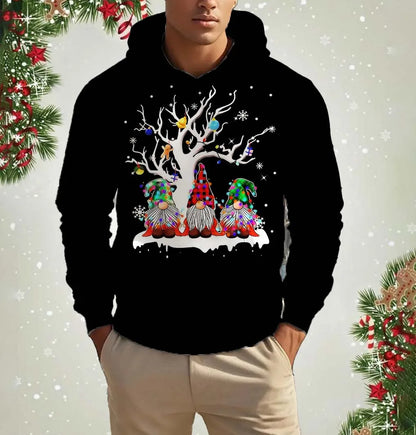 Xmas Dresses- Men's Festive Santa Hoodie for Holiday Christmas Sweatshirts- Pattern6- IndioGear Women Clothing