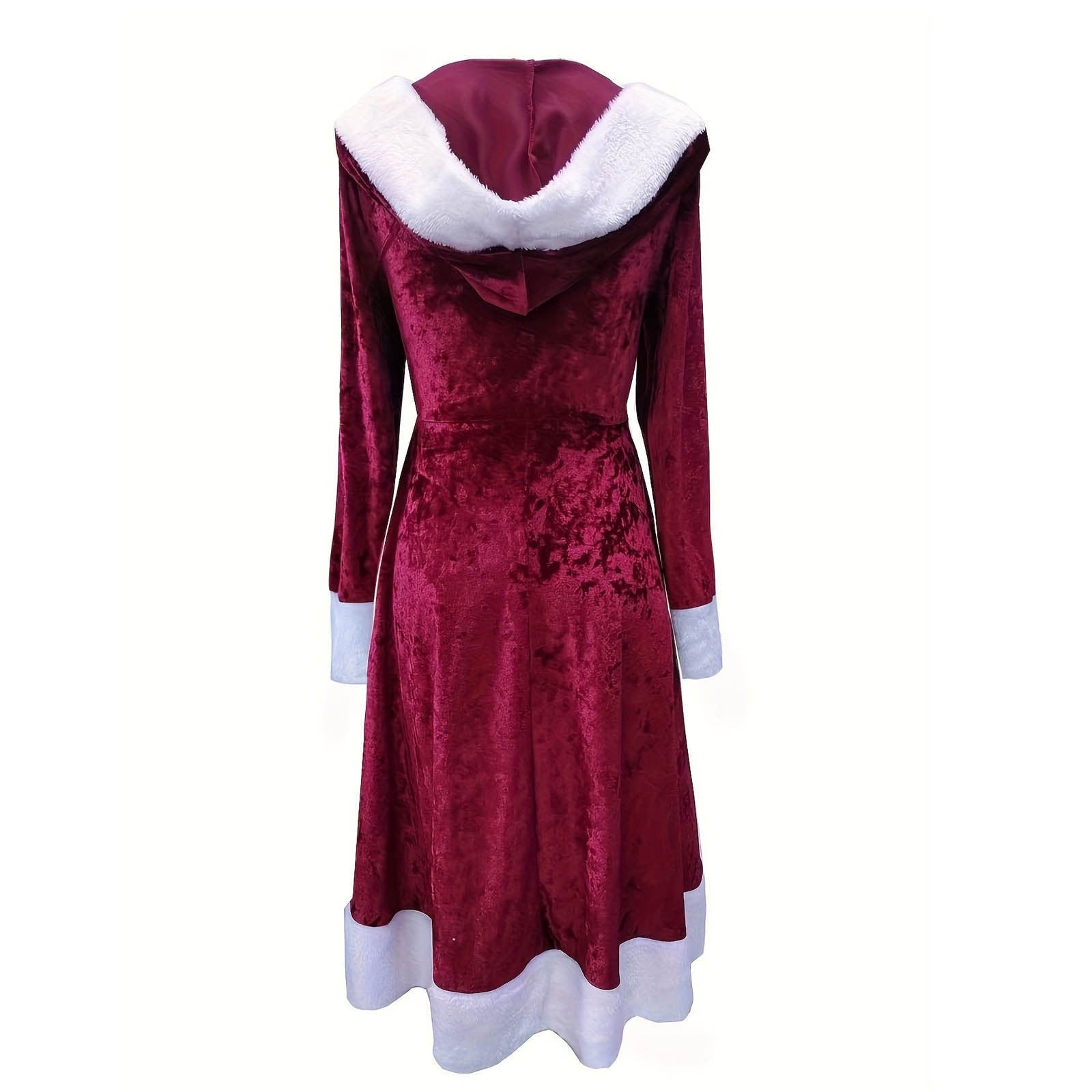 Xmas Dresses- Red Velvet Christmas Dress Santa Costume for Women- - IndioGear Women Clothing