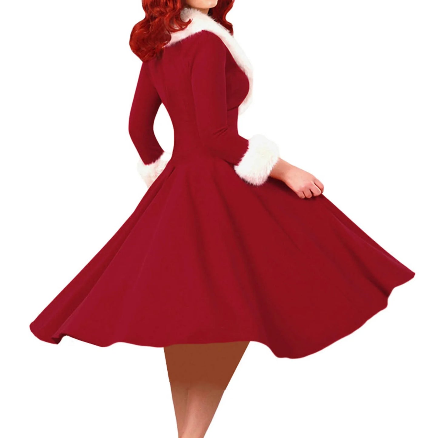 Xmas Dresses- Santa-Inspired Holiday Dress Christmas Party Gown- - IndioGear Women Clothing