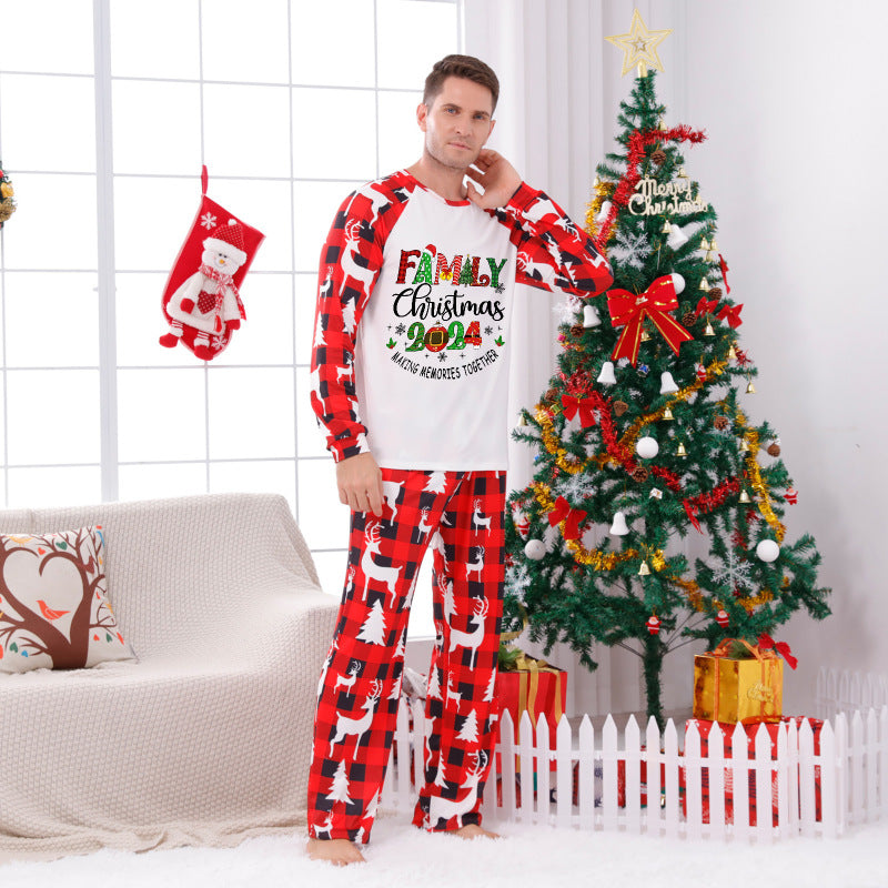 Xmas Pajamas- Christmas 2024 Men’s Pajama Set Reindeer Holiday PJs- Red- IndioGear Women Clothing