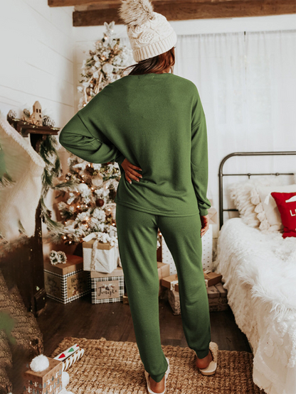 Xmas Pajamas- Festive Candy Cane Pajama Set Holiday Loungewear- - IndioGear Women Clothing