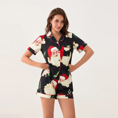 Xmas Pajamas- Festive Christmas PJ Set Gingerbread Pajamas Shorts and Shirt- - IndioGear Women Clothing