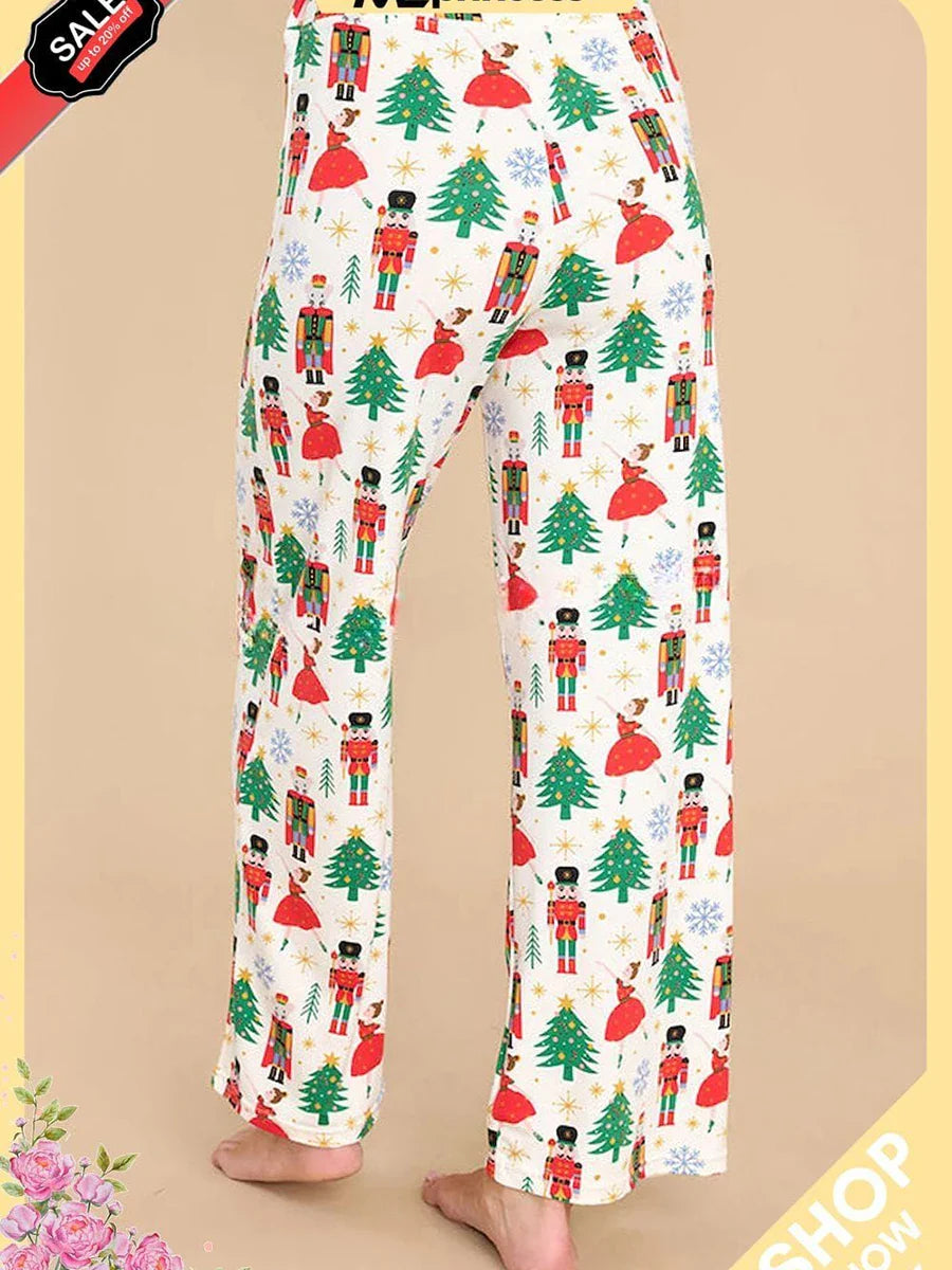 Xmas Pajamas- Festive Christmas PJ Set for Holiday Nutcracker Pants and Shirt- - IndioGear Women Clothing