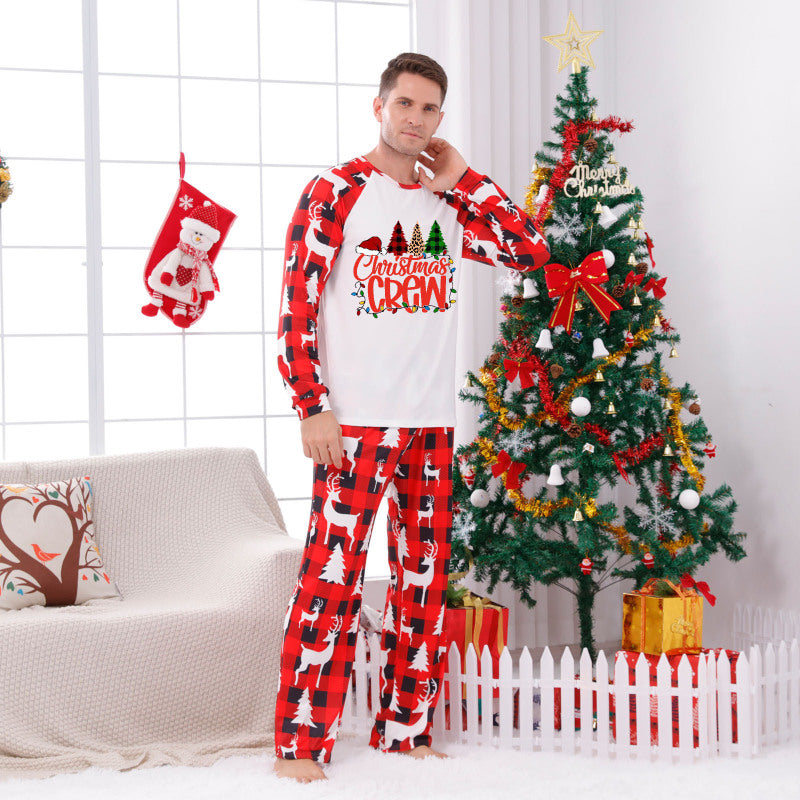 Xmas Pajamas- Men's Christmas Pajama Set Reindeer Holiday Loungewear- Red- IndioGear Women Clothing