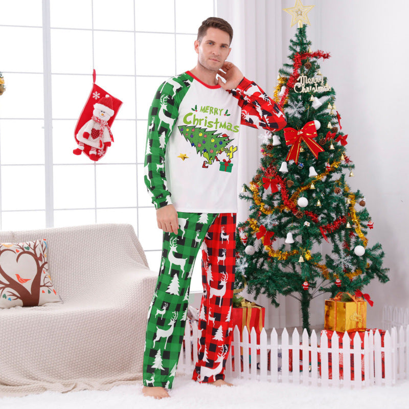 Xmas Pajamas- Men's Christmas Pajama Tree Christmas Set- Red- IndioGear Women Clothing