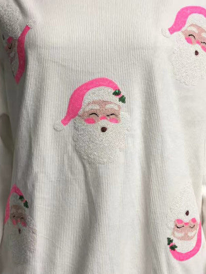 Xmas Pullover- Santa Sequin Pullover - Women’s Christmas Sweater Sweater- - IndioGear Women Clothing