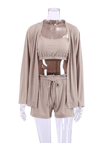 Pajama Sets- Mini Robe 3-Piece Pajamas Set – Beyond Luxury- - IndioGear.com