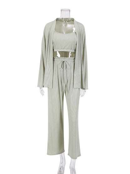 Loungewear Sets- Long Sleeves 3-Piece Loungewear Set – Beyond Luxury- - IndioGear.com