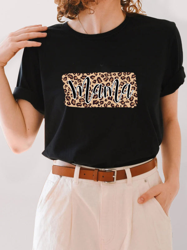 Print Tees- Mama Leopard Print Black Tee – Perfect Match!- Black- IndioGear.com