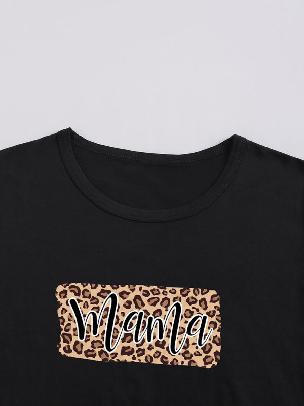 Print Tees- Mama Leopard Print Black Tee – Perfect Match!- - IndioGear.com