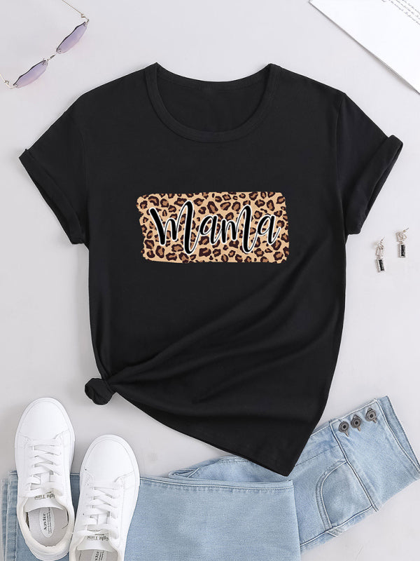 Print Tees- Mama Leopard Print Black Tee – Perfect Match!- - IndioGear.com