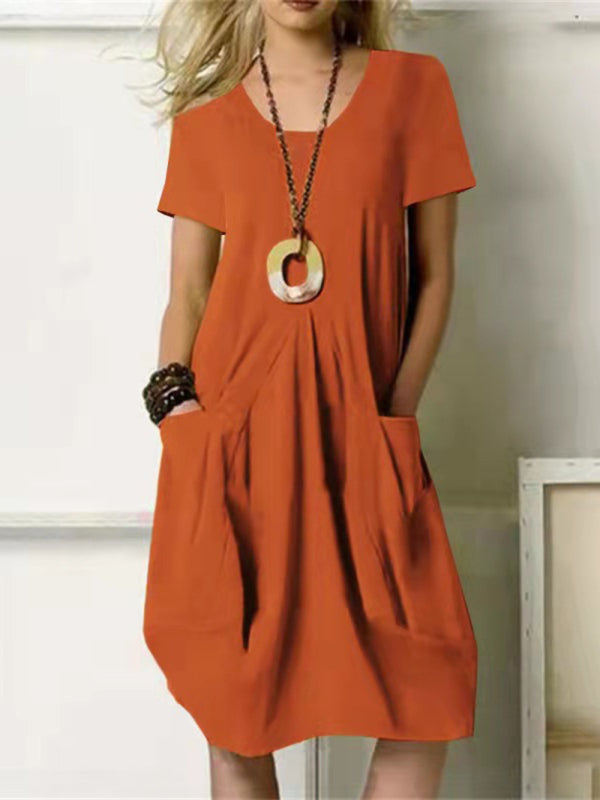 Tent Dresses- Solid Tent Dress – Ideal for Casual Outings- Orange- IndioGear.com