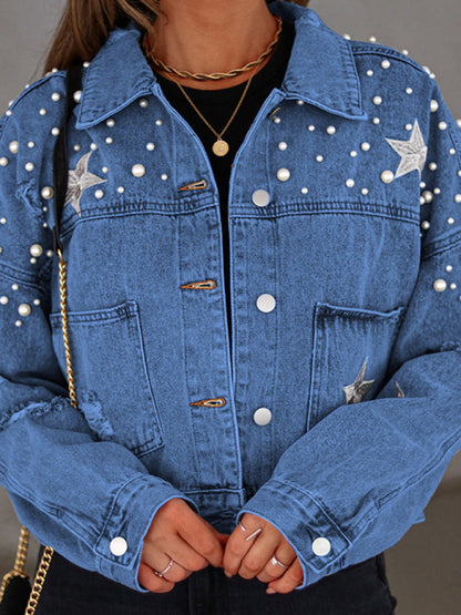 Denim Jackets- Stars & Planets = Galaxy Denim Jacket- Blue- IndioGear.com