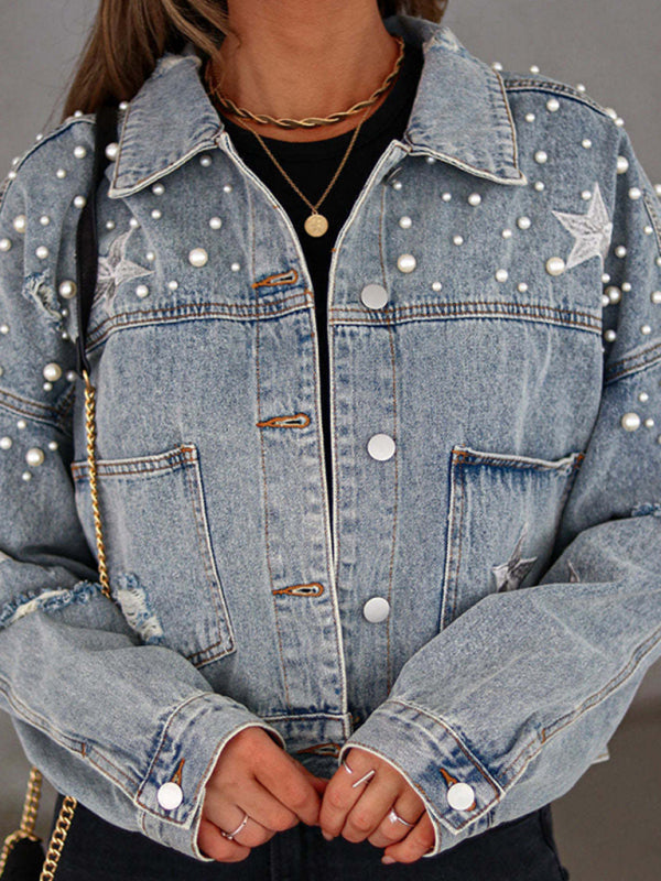 Denim Jackets- Stars & Planets = Galaxy Denim Jacket- Clear blue- IndioGear.com