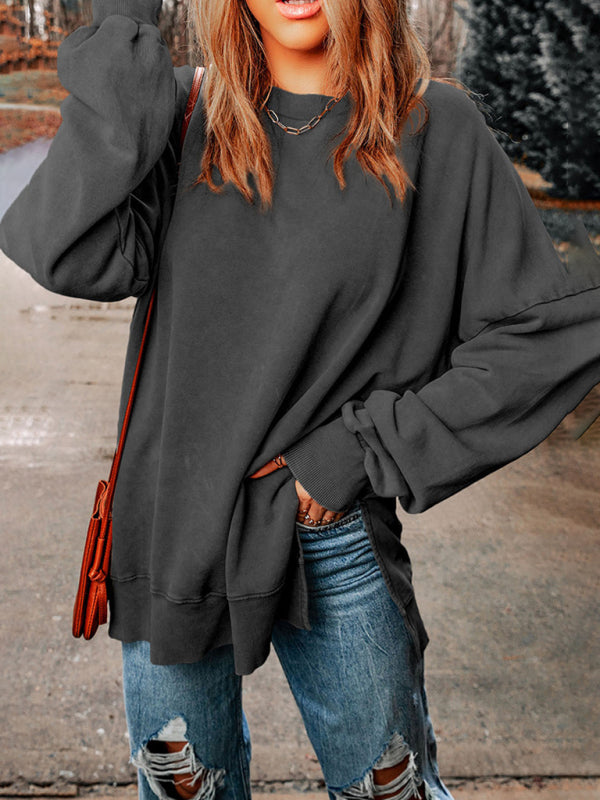 Sweatshirts- Earthy Colors Oversized Pullover – Perfect Mix-Matching- Black- IndioGear.com