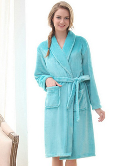 Loungewear- His & Hers Plush Fleece Robes - Multiple Colors- Acid blue- IndioGear.com