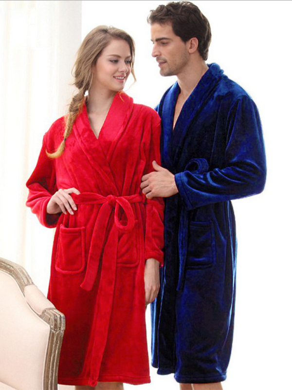 Loungewear- His & Hers Plush Fleece Robes - Multiple Colors- Red- IndioGear.com