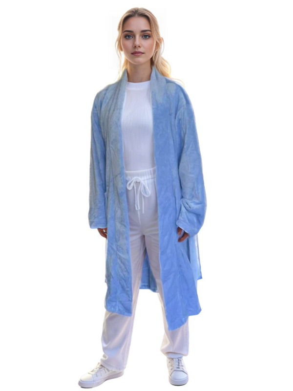 Loungewear Robes- Women's Lightweight Bathrobe with Pockets- Blue- IndioGear.com