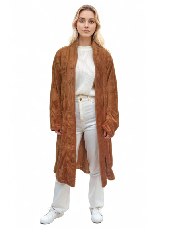 Loungewear Robes- Women's Lightweight Bathrobe with Pockets- Coffee- IndioGear.com