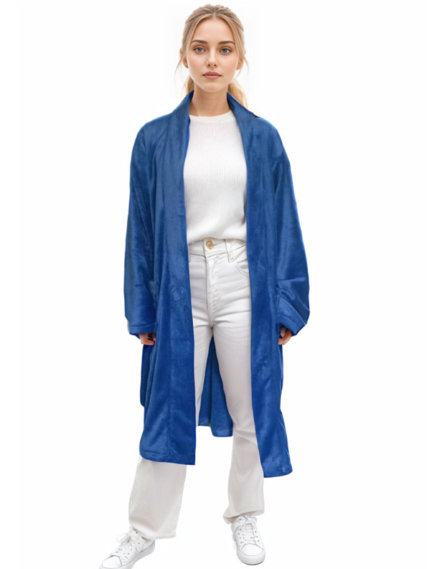 Loungewear Robes- Women's Lightweight Bathrobe with Pockets- Purplish blue navy- IndioGear.com