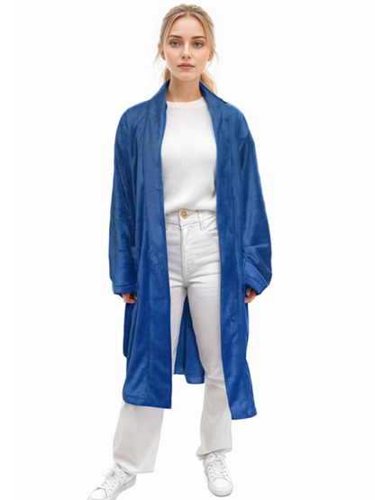 Loungewear Robes- Women's Lightweight Bathrobe with Pockets- Purplish blue navy- IndioGear.com