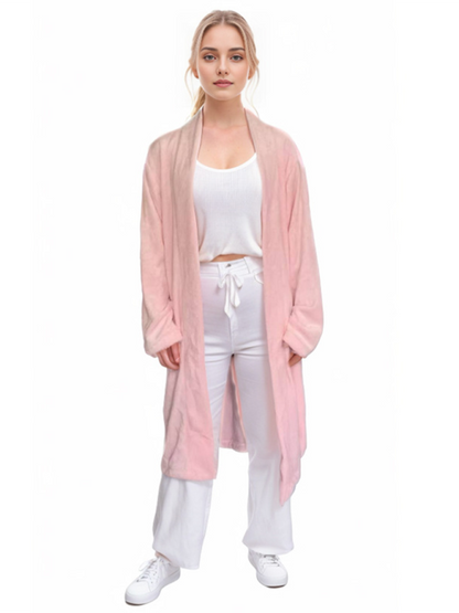 Loungewear Robes- Women's Lightweight Bathrobe with Pockets- Pink- IndioGear.com