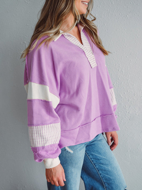 Pullover Tops- Bold Patchwork Inside Out Seams Pullover Tops- - IndioGear.com