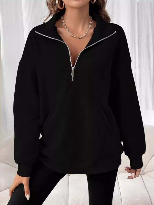 Sweatshirts- Drop Shoulders Half Zip Classic Sweatshirt- - IndioGear.com