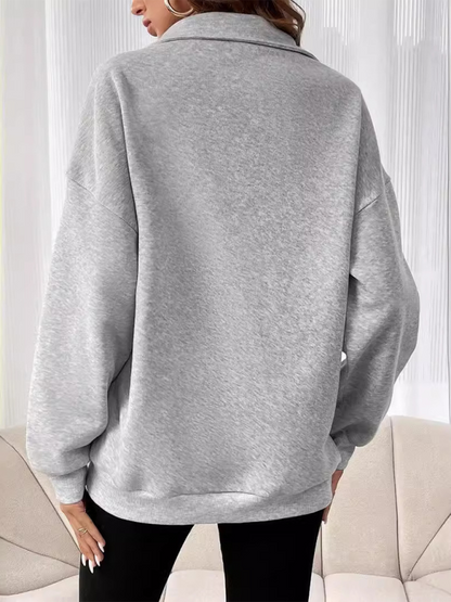 Sweatshirts- Drop Shoulders Half Zip Classic Sweatshirt- - IndioGear.com