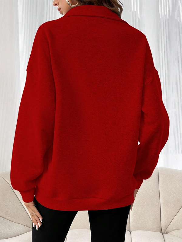 Sweatshirts- Drop Shoulders Half Zip Classic Sweatshirt- - IndioGear.com