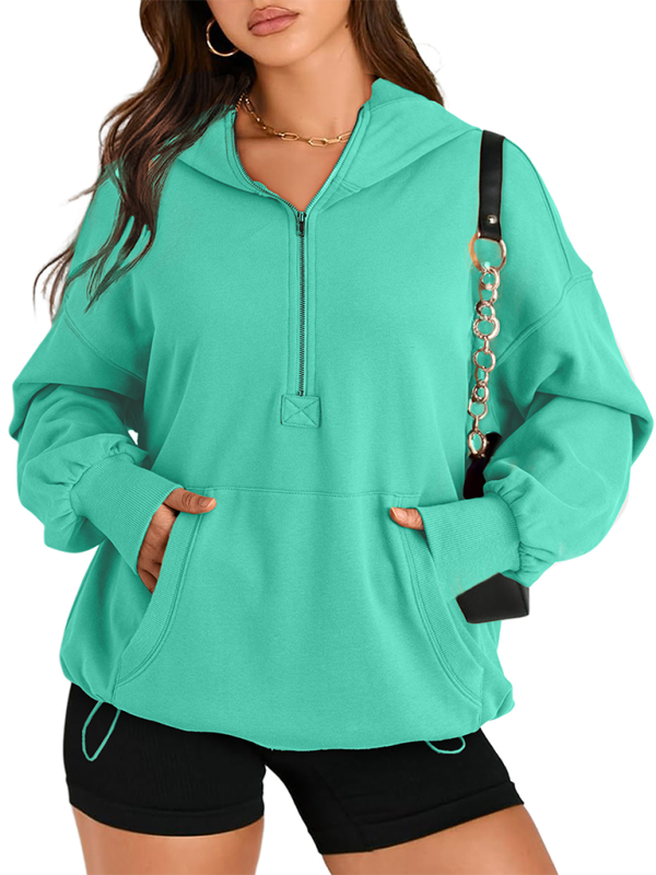 Sweatshirt Hoodies- Classic Solid Long Sleeve Half Zippered Hoodie Modern Colors- - IndioGear.com